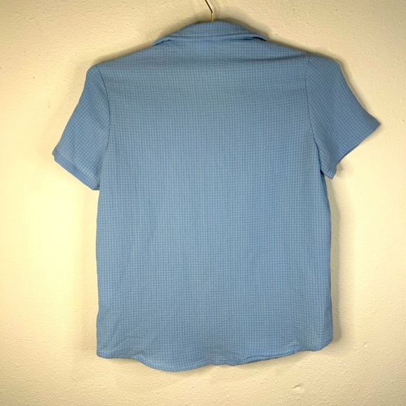 Boys Blue Button Up Shirt SHEIN Size 11/12 Grid Texture Casual Camp Style - Picture 5 of 6